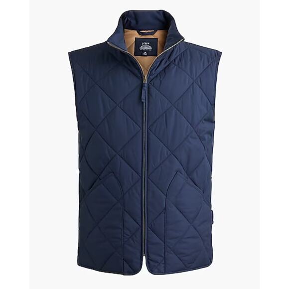 NWT J. CREW Quilted Walker Vest Navy Blue Medium - Picture 1 of 6